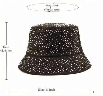 Diamonte cotton hat ( pink or black)