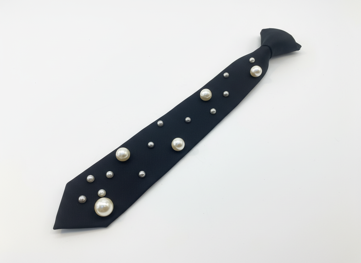 Black tie with Pearl Embellishments unisex