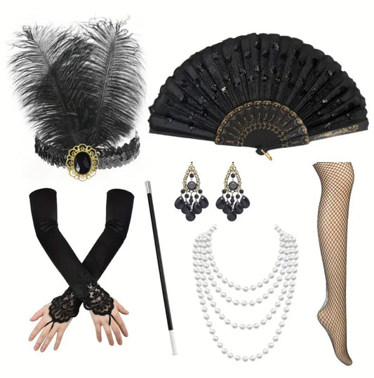 1920s Costume Accessory Set (Black)