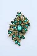 Zirconia Art Deco Brooch- Green