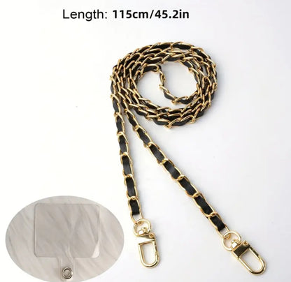 Leatherette Chain Phone Lanyard / Bag Strap ( Black or white)