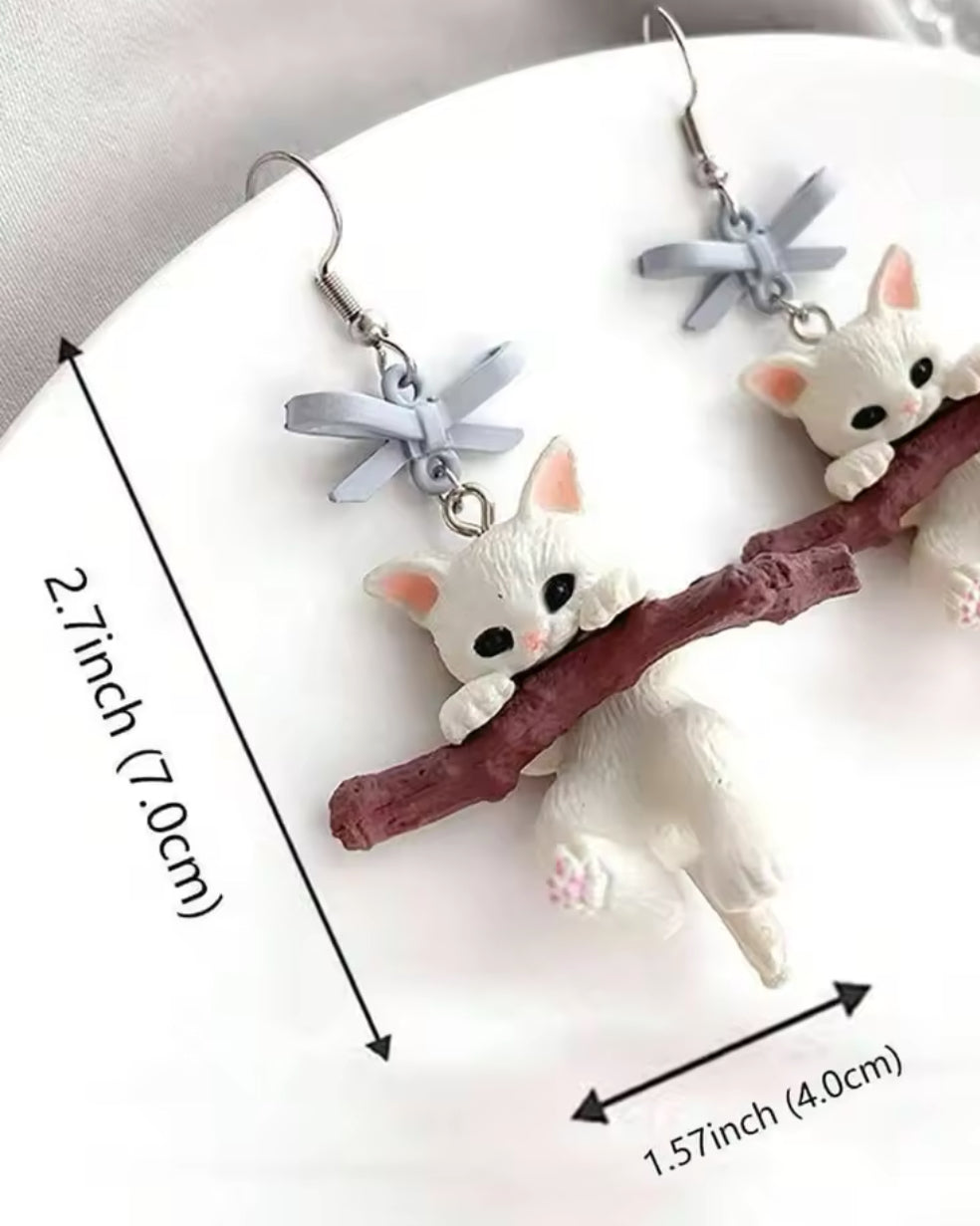 Boucles d'oreilles pendantes en forme de chats