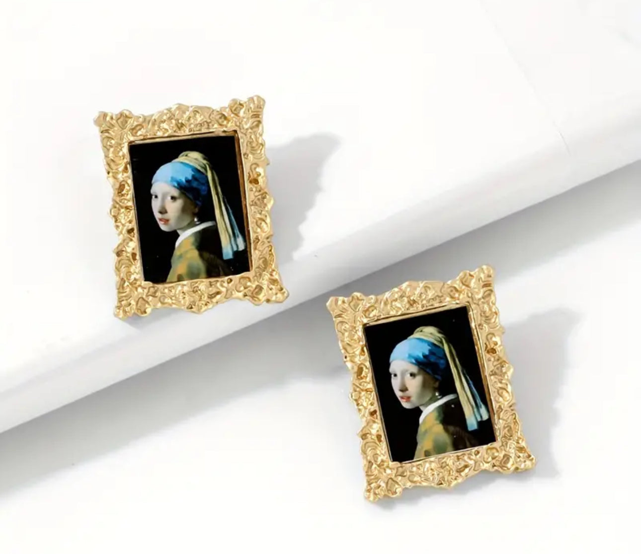 Oil Painting in Gold Frame Earrings