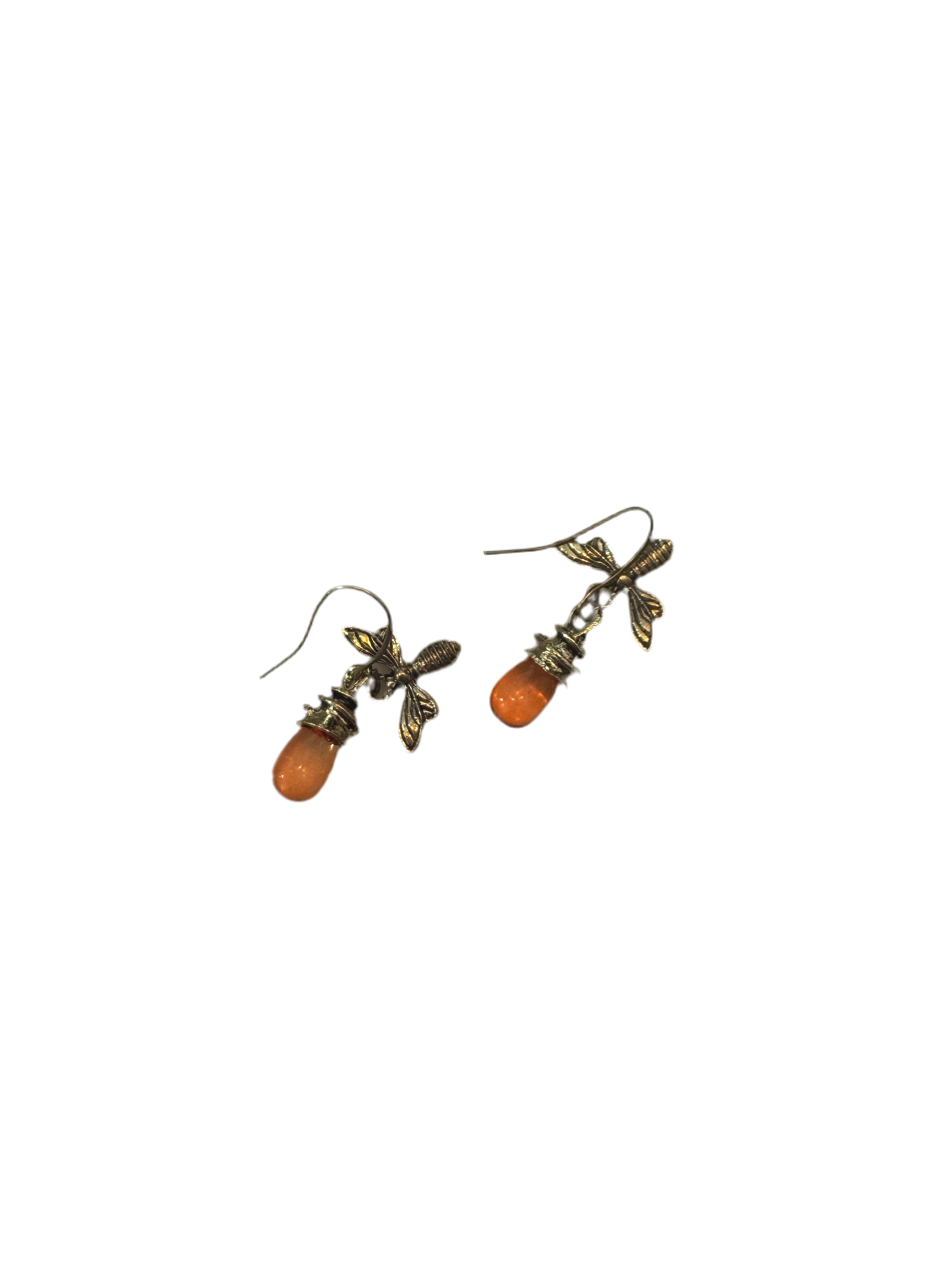 Bee and drop of honey earrings