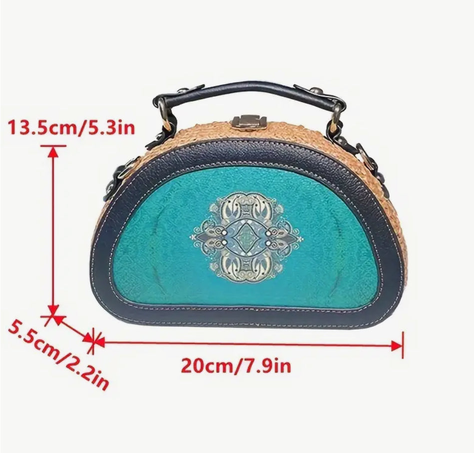 Sac à main en cuir véritable tissé
