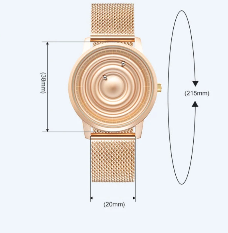 Montre en acier inoxydable à boules magnétiques (argent ou or)