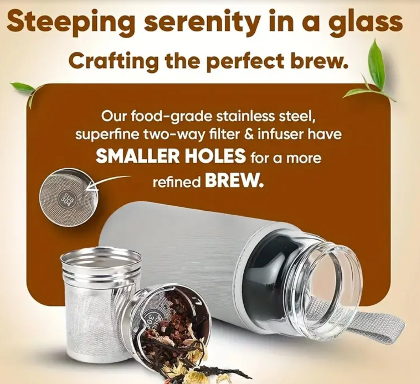 Glass Tea Flask with protective cover