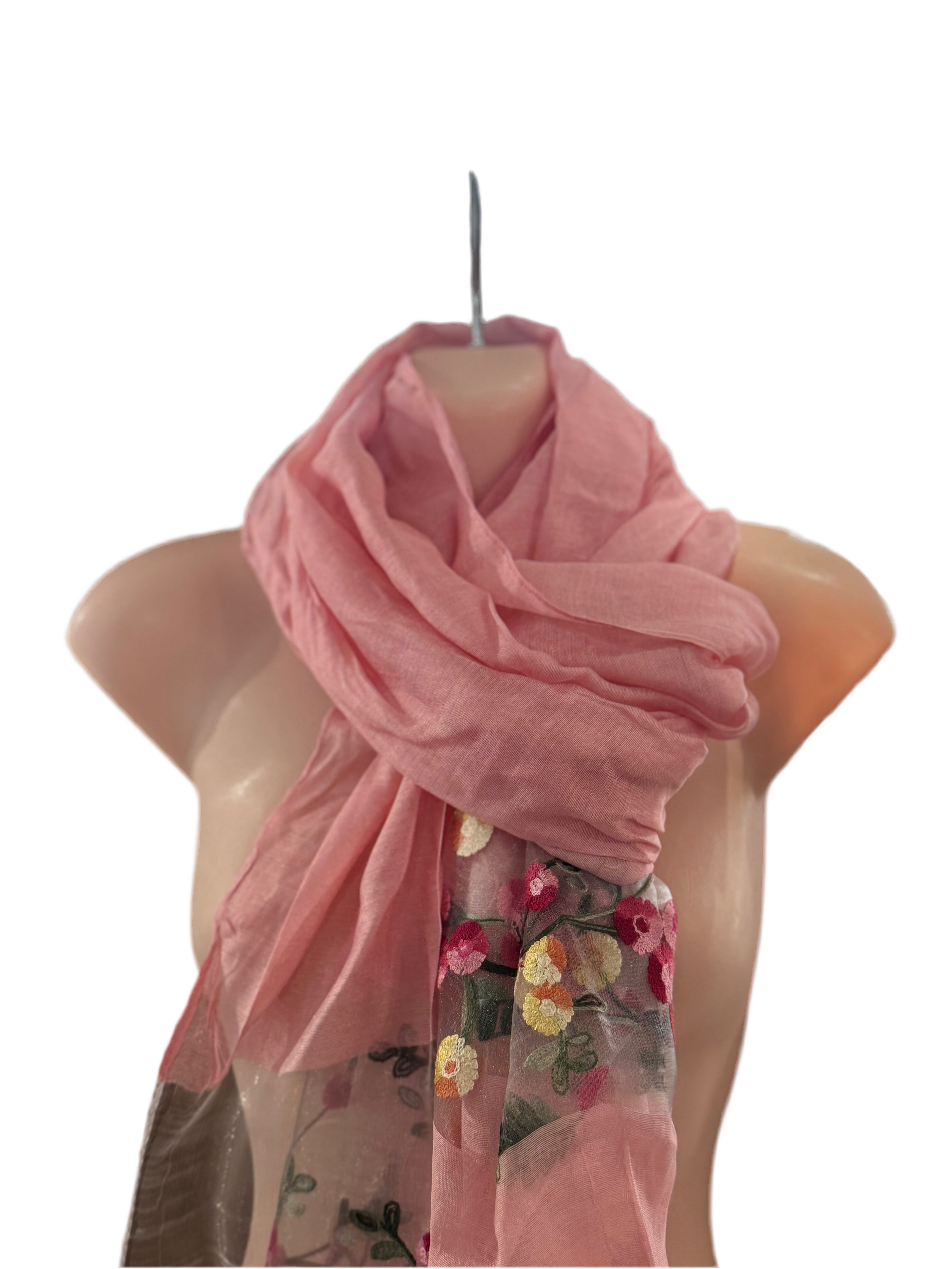 Scarf with transparent flowers