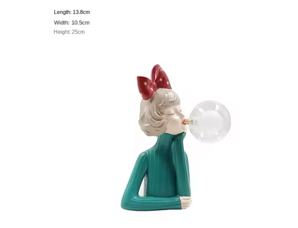 Lampe fille chewing-gum avec un nœud à pois rouges