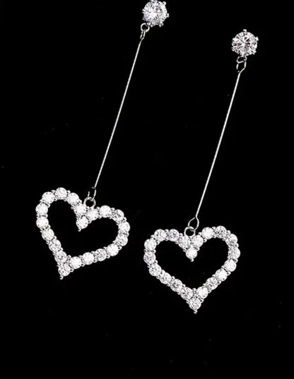 Dangling Diamonte Heart Earrings