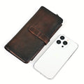 Portefeuille long en cuir véritable pour homme
