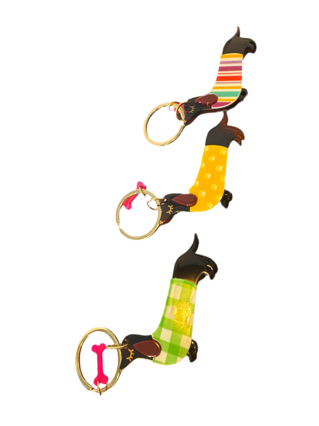 Dachshund with Bone Keyring