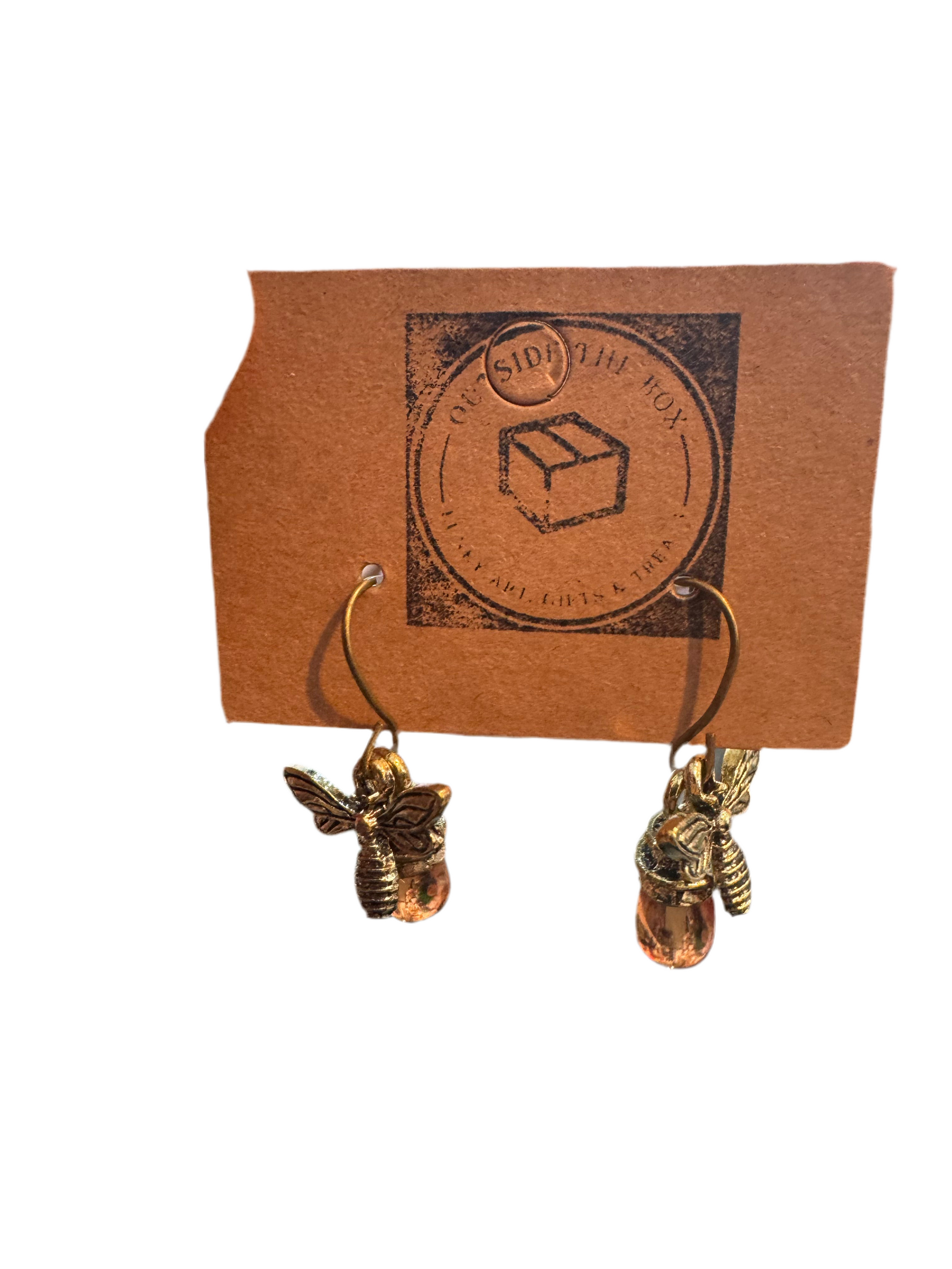 Boucles d'oreilles abeille et goutte de miel