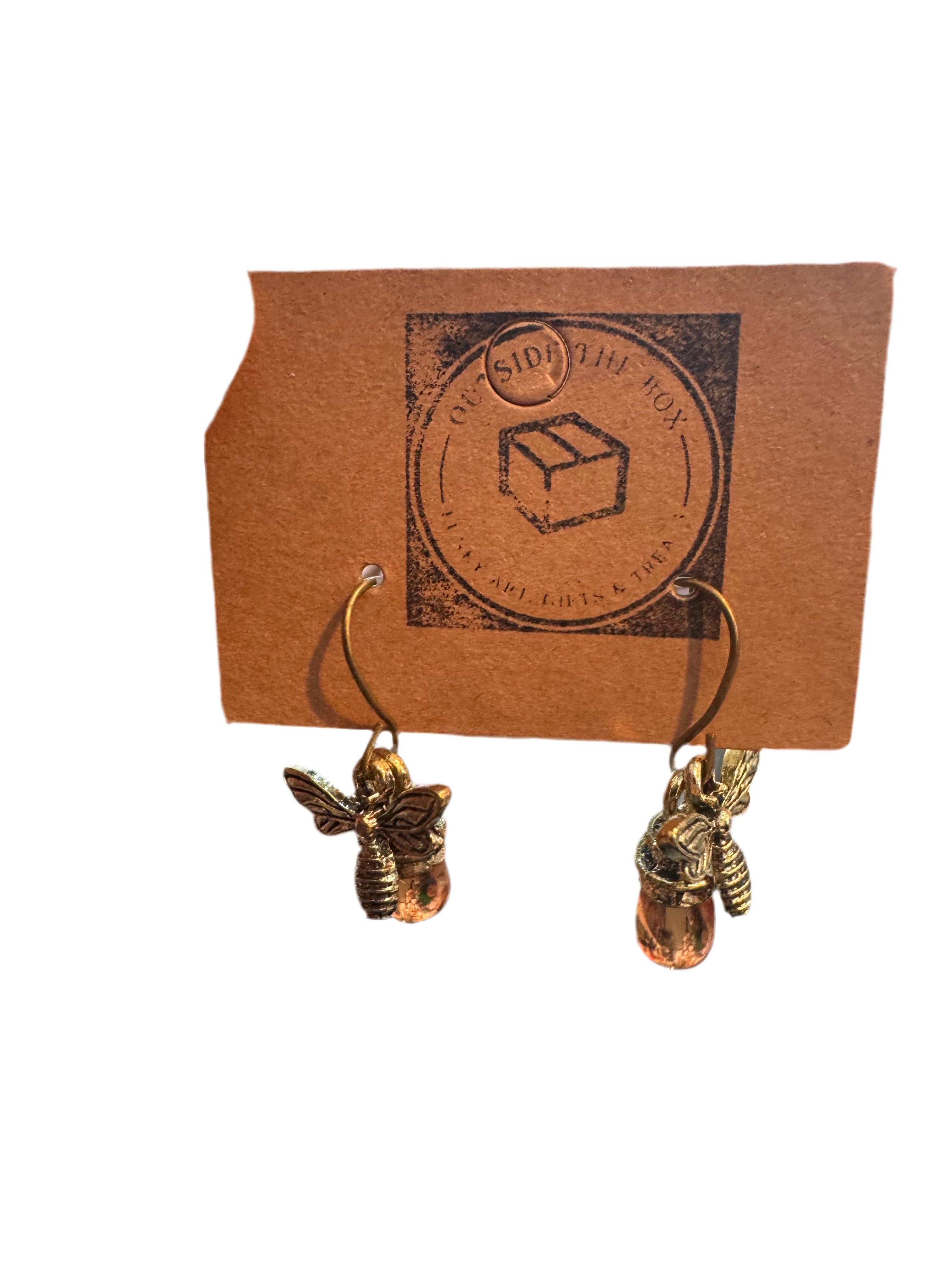 Bee and drop of honey earrings
