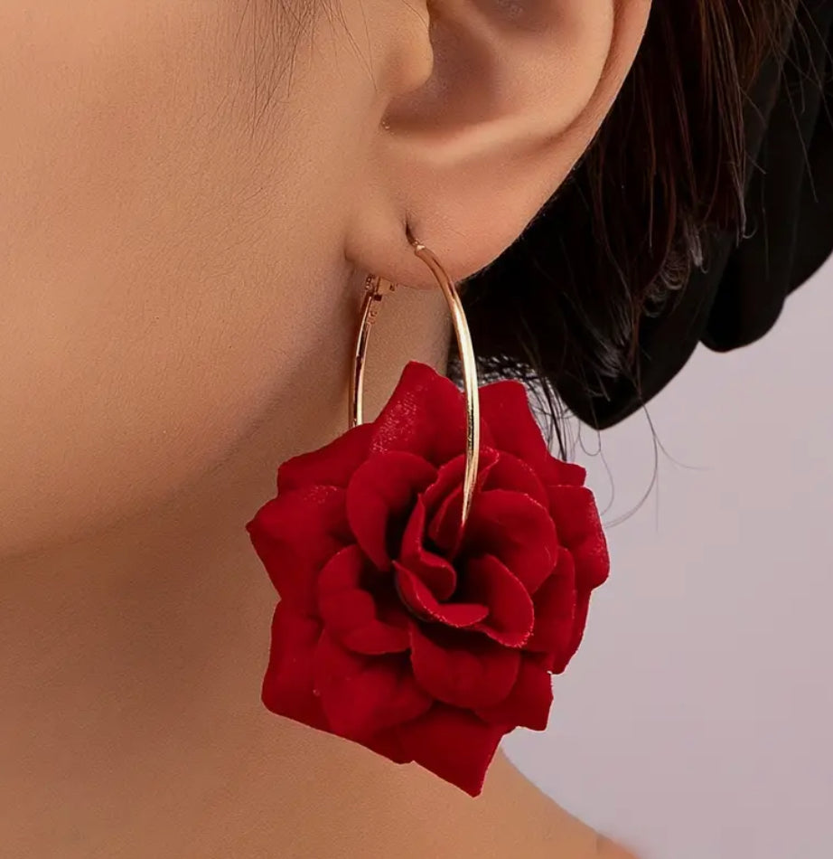 Boucles d'oreilles roses rouges
