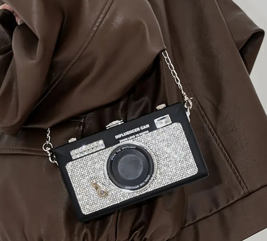Sac à main pour appareil photo Influencer (argenté, noir ou rose)