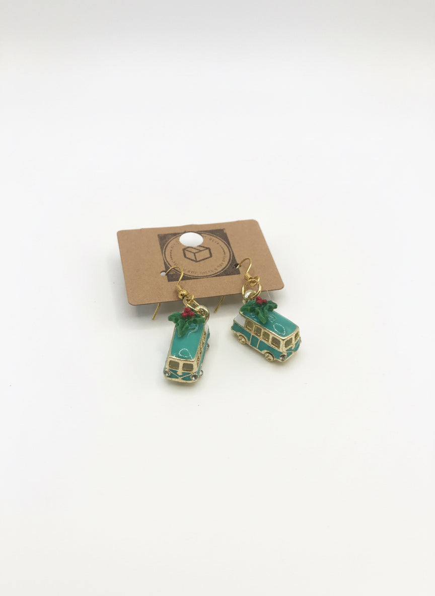 Christmas Bus Earrings