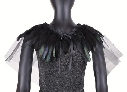 Tulle feather shawl