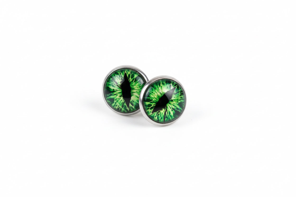 Green Cat Eye Studs