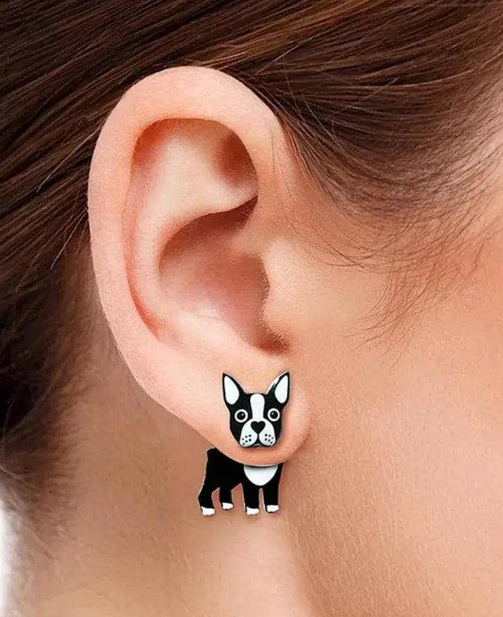 Boucles d'oreilles à tige Boston Terrier