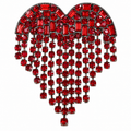 Red Crystal Heart Tassel Brooch