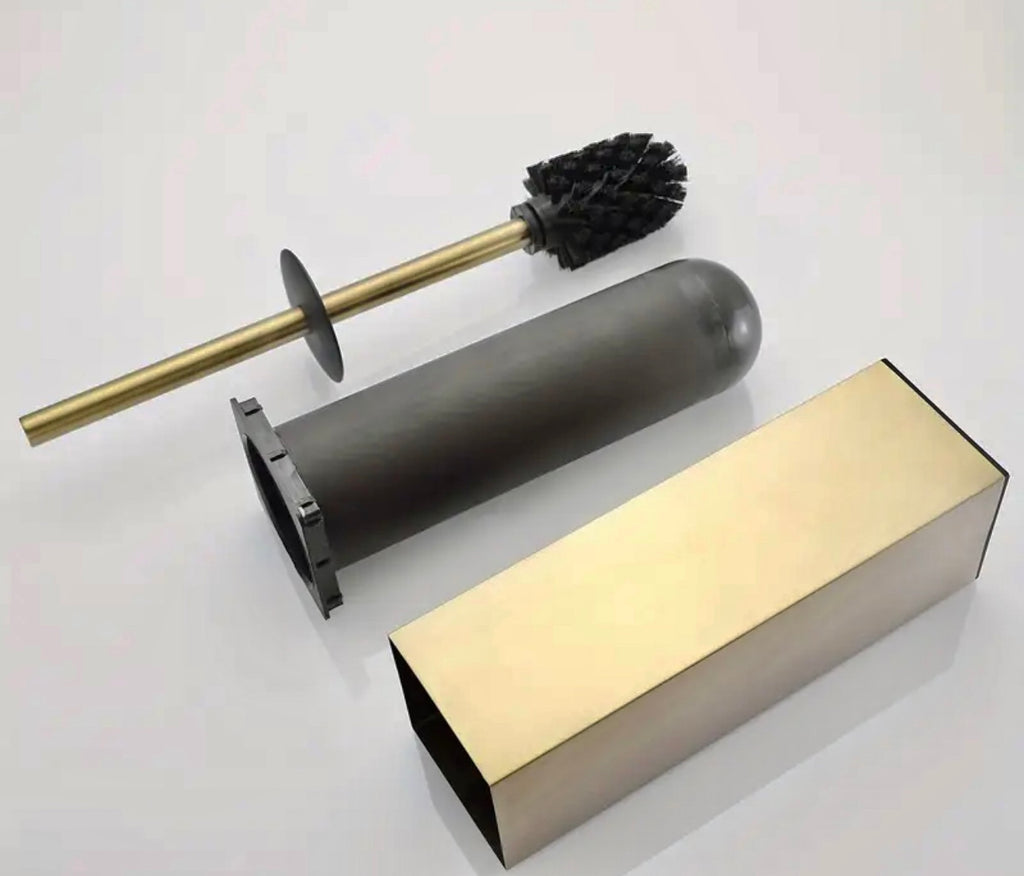Brosse de toilette en acier inoxydable doré