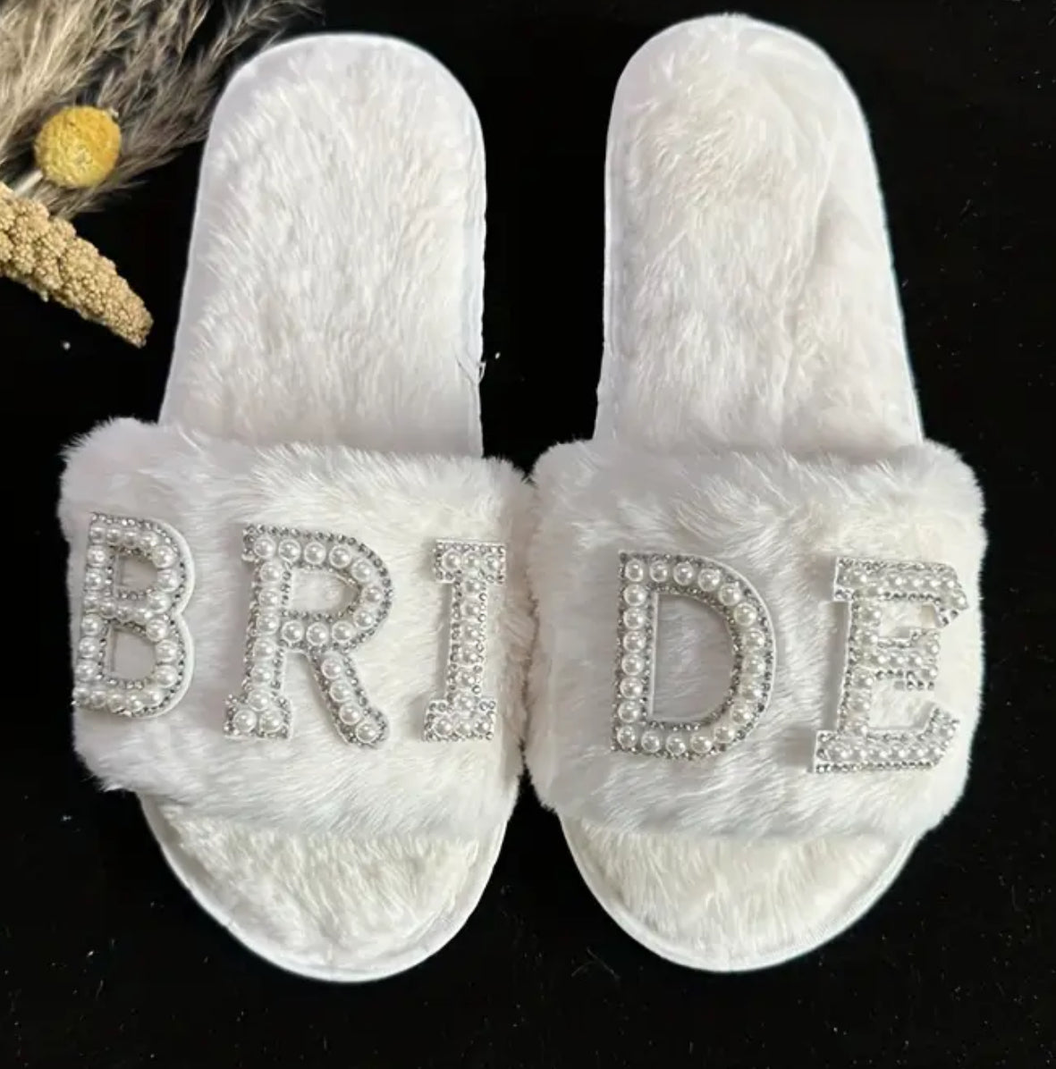 Pearl Diamante Bride Slippers