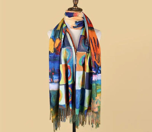 Double-sided polychrome scarf