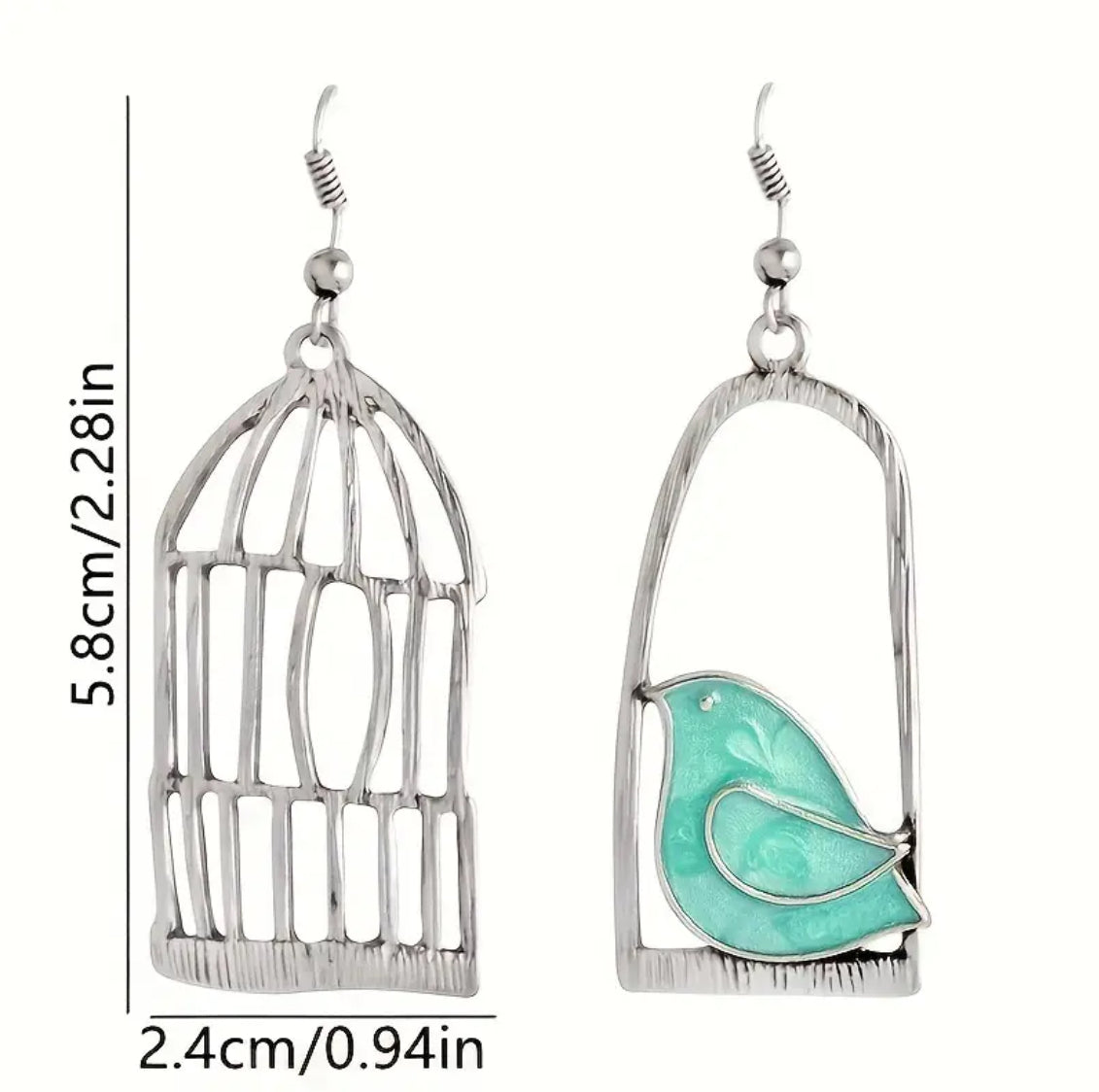 Boucles d'oreilles cage à oiseaux plaquées argent