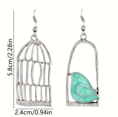 Silver-plated birdcage earrings