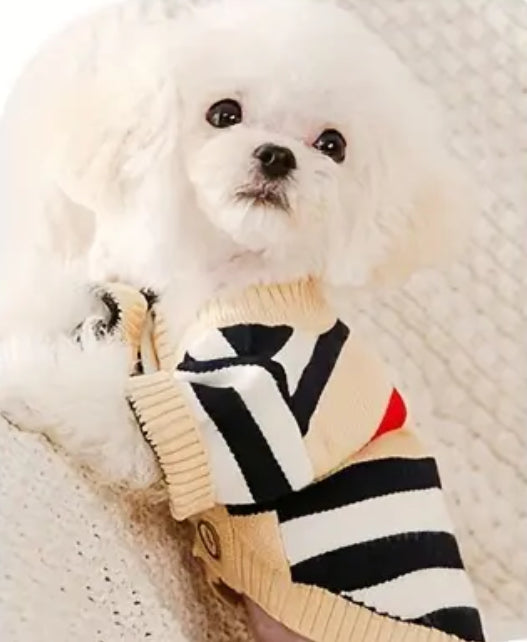 Knitted Striped Pet Cardigan