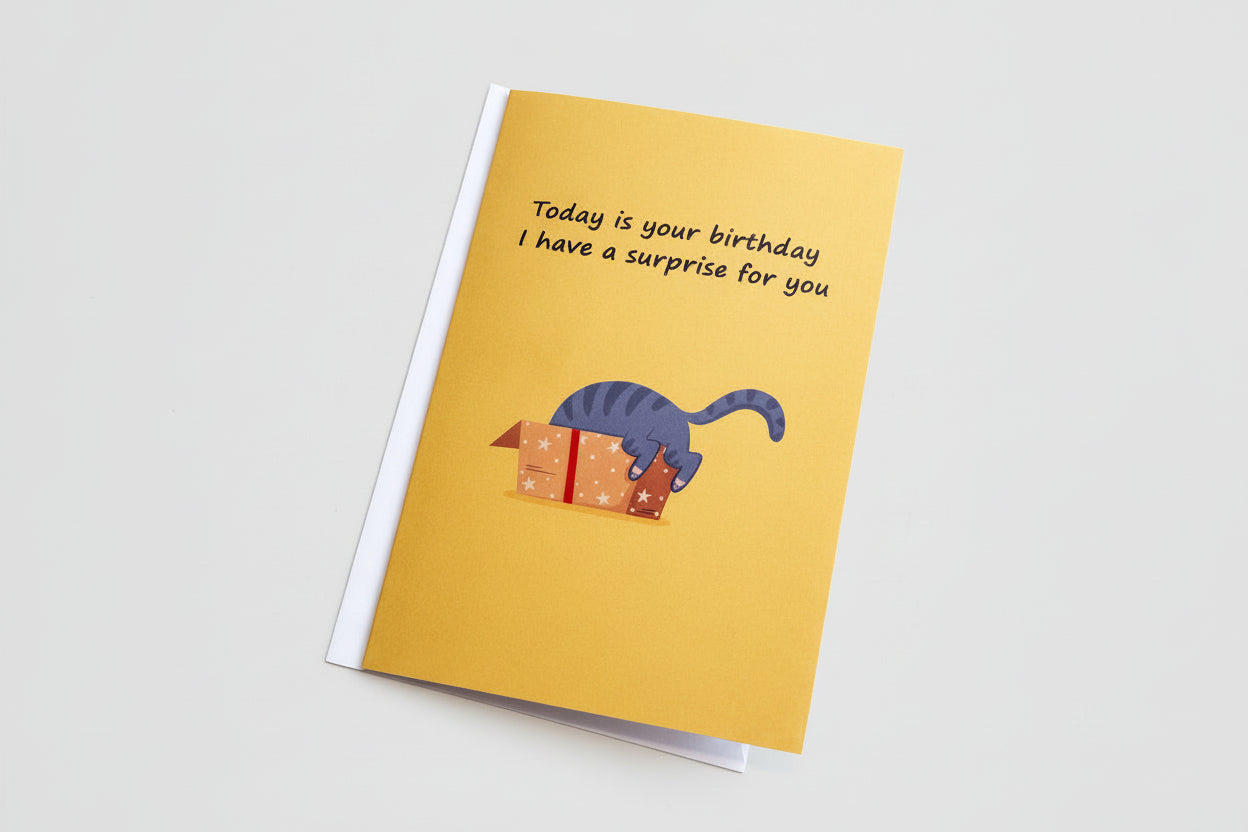 Surprise Cat Birthday Card