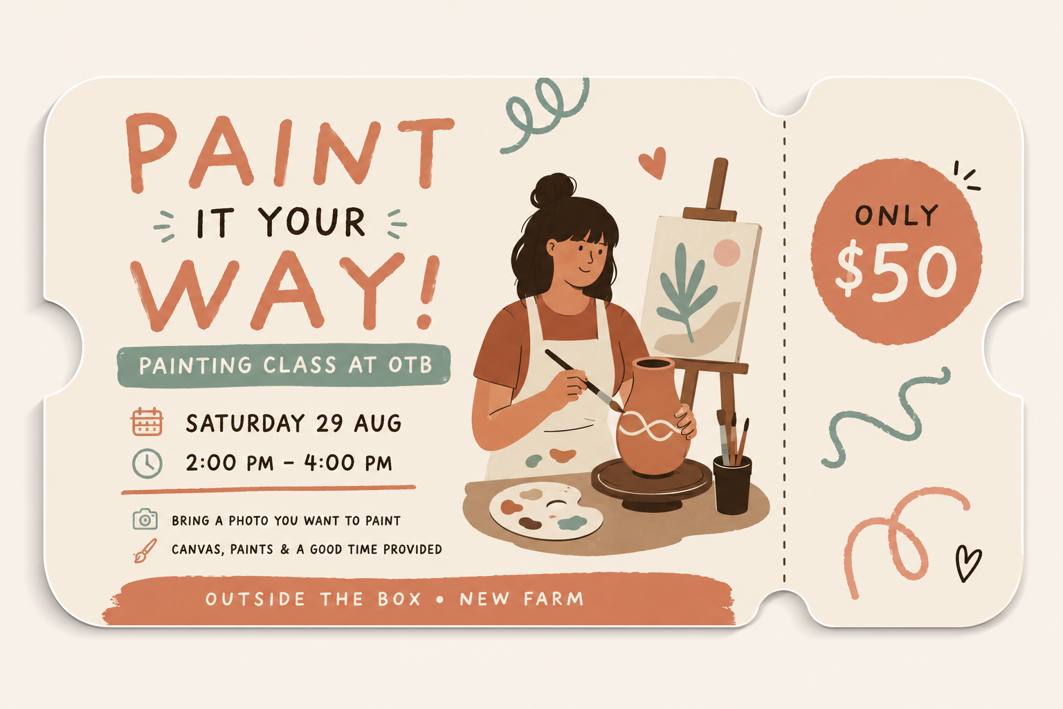 Paint It Your Way: Painting Class at OTB — Saturday 29 August