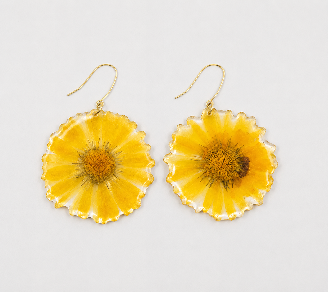 Handmade Real Chrysanthemum Resin Earrings.