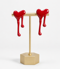 Melted red heart stud earrings