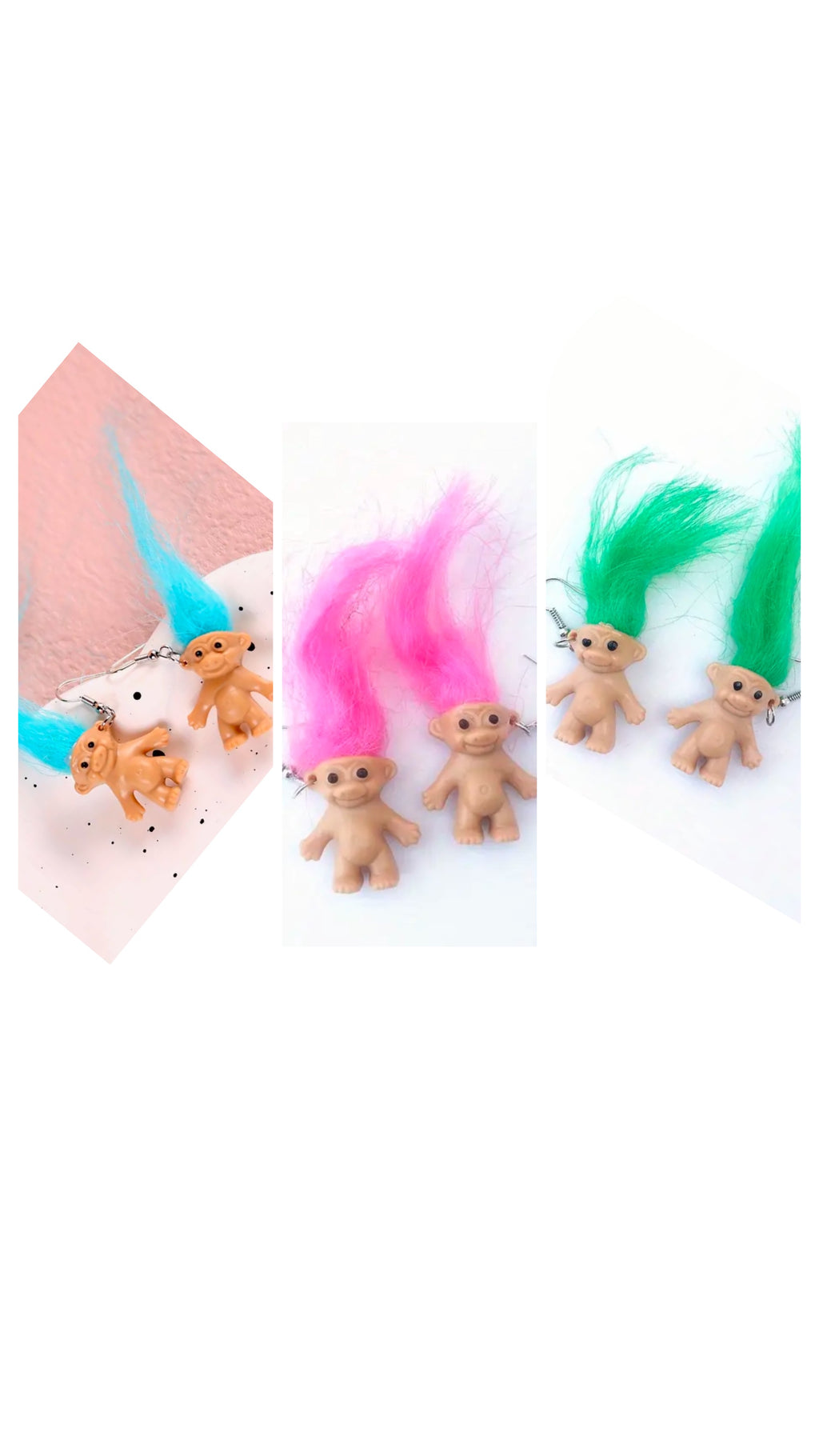 Boucles d'oreilles Trolls (3 couleurs)