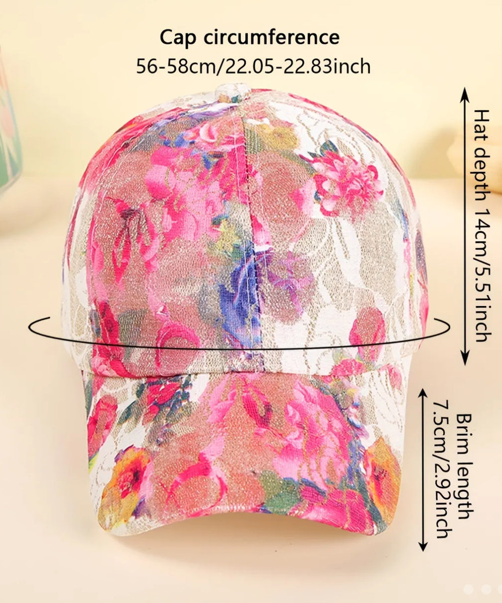 Floral silver glitter cap