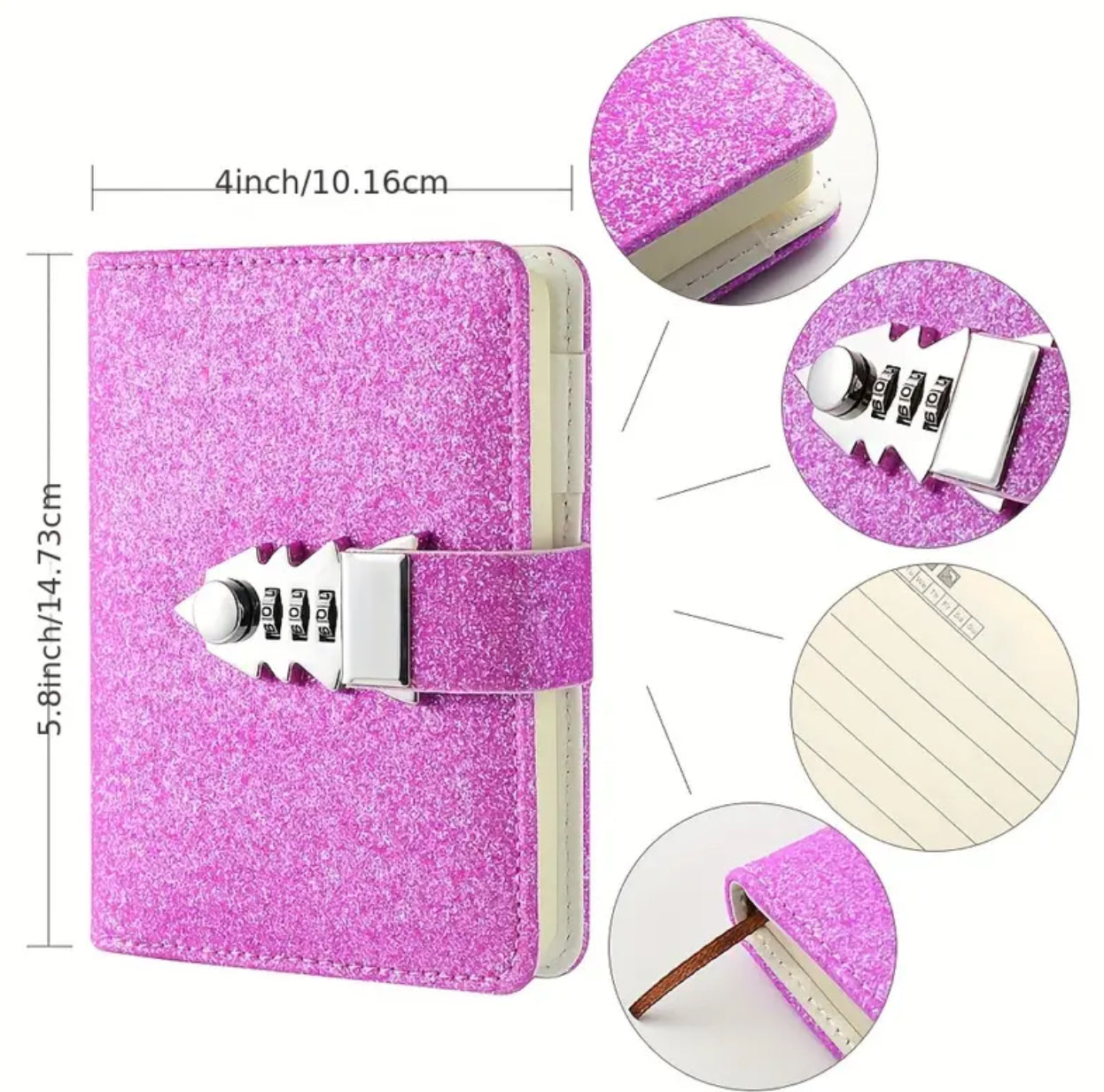 Carnet ligné A7 avec cadenas (différentes couleurs)