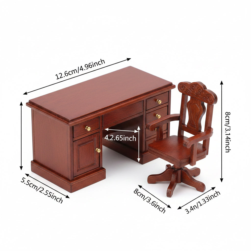 Miniature Wooden  Desk & Seat