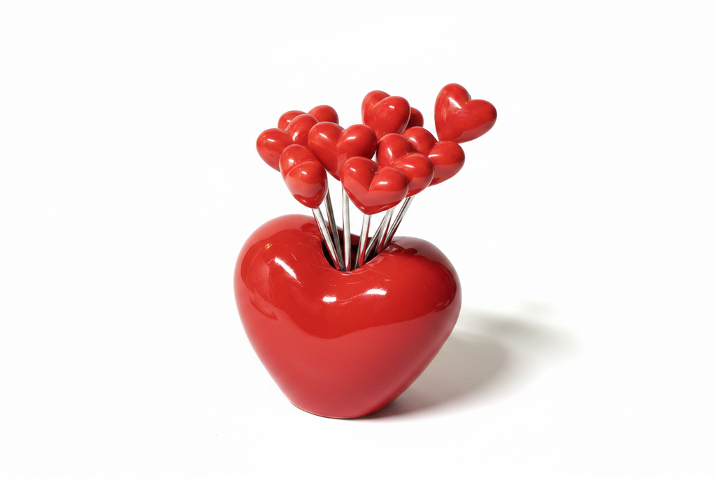 Stainless Steel Red Heart toothpicks set