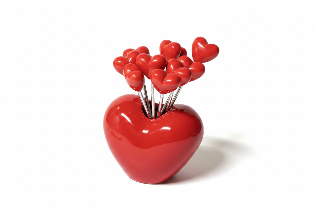 Stainless Steel Red Heart toothpicks set
