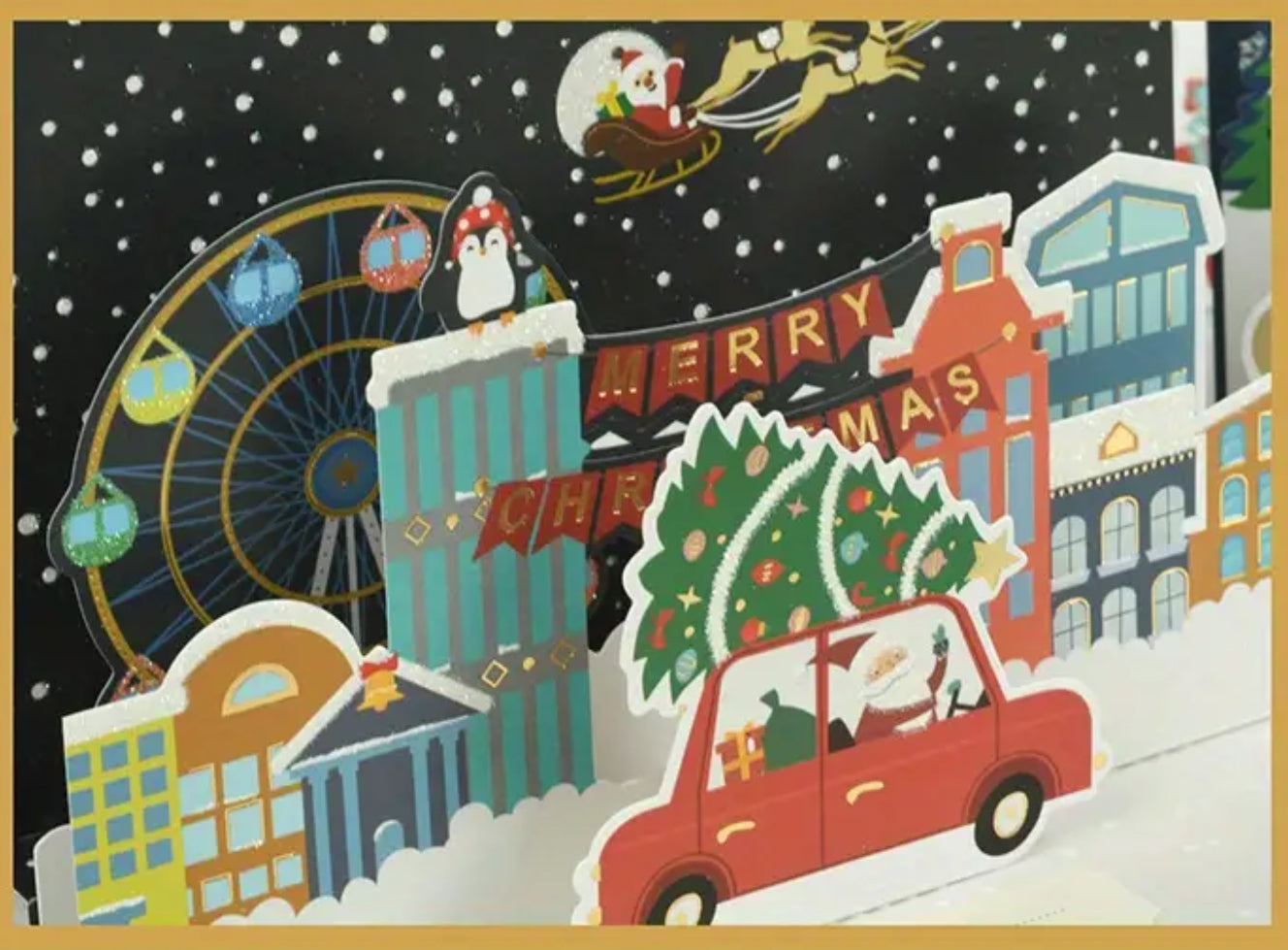 Carte de vœux pop-up 3D - Voiture de Noël