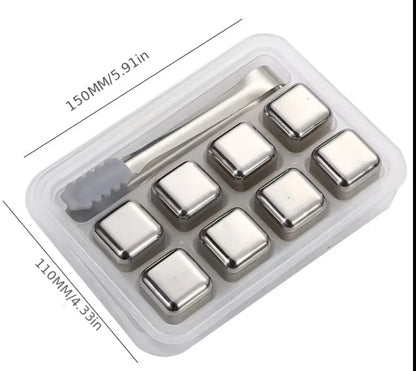 Reusable Stainless Steel Ice Cubes with Tongs