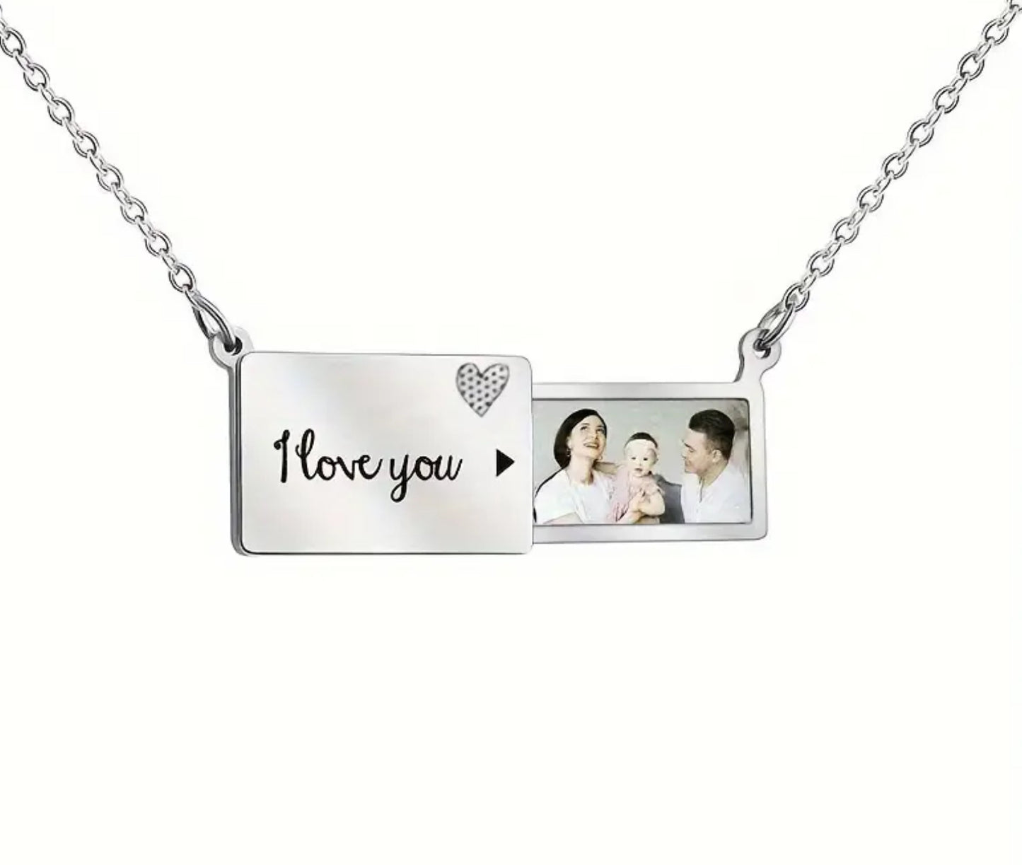 I Love You envelope charm necklace