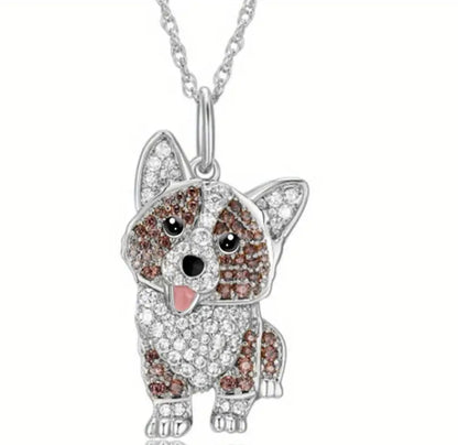 Corgi dog zirconia necklace