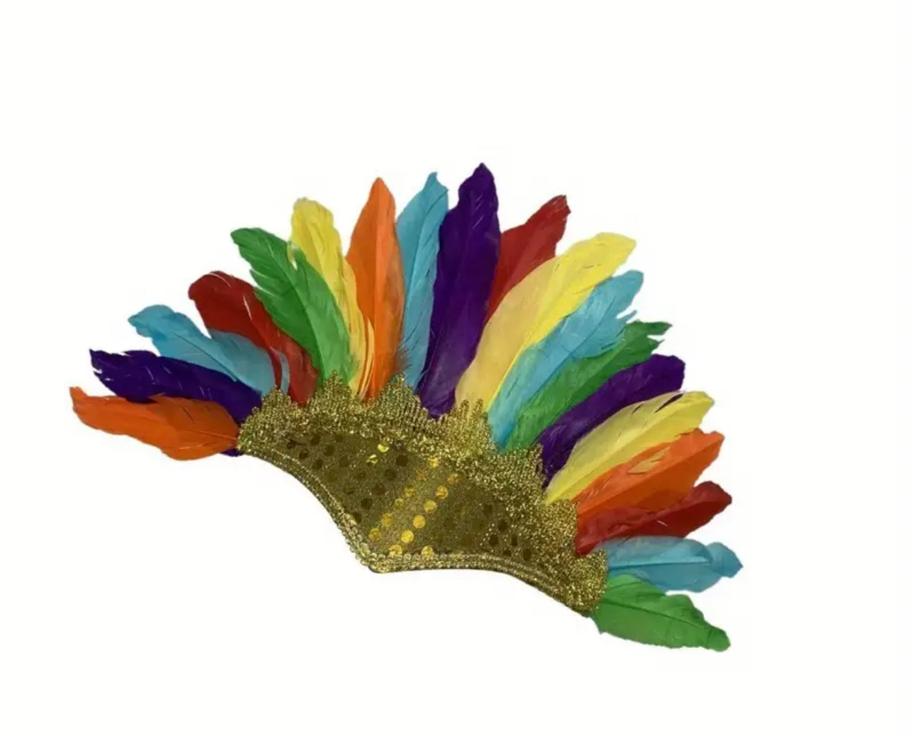 Coiffe en plumes arc-en-ciel