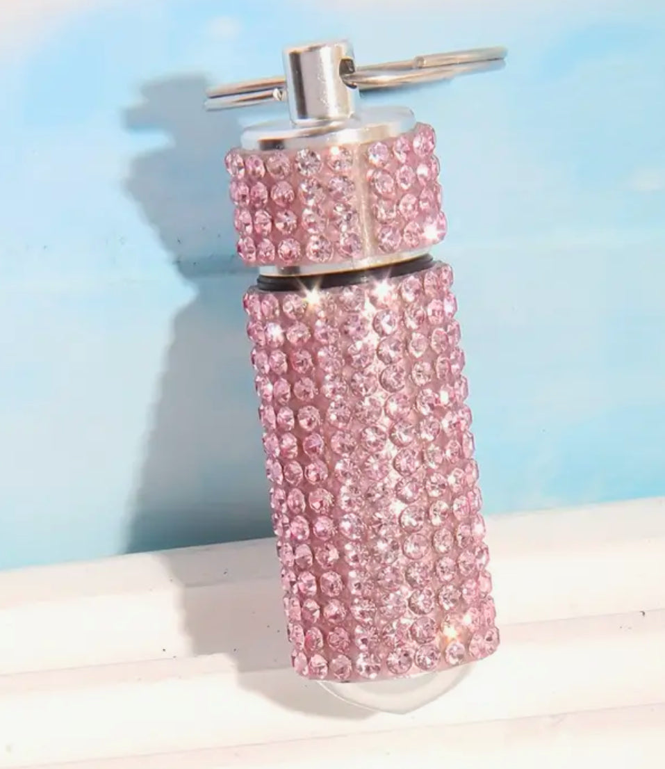 Light Pink Diamonte single compartment keychain