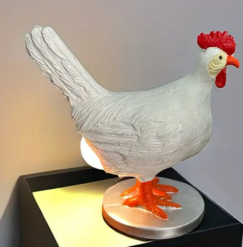 White Chicken Laying Egg Lamp