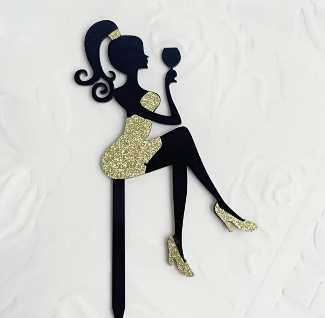 Lady in gold  - cake topper