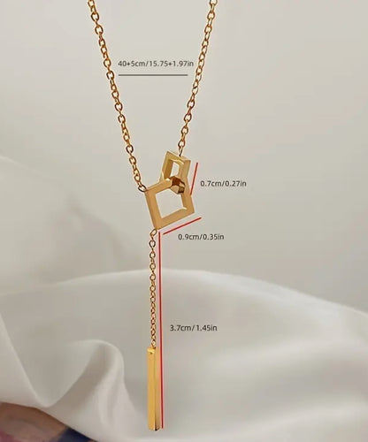 Gold plated Stainless Steel square necklace